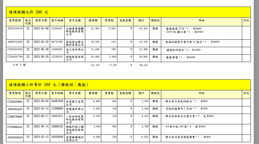 電子發票進項自動整理